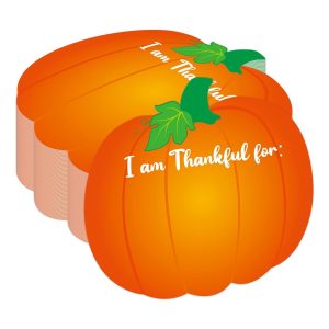 100 Pcs Fall Pumpkin Place Cards Pumpkin Cutouts Thankful for Fill in Gratitude Cards Thankful for Table Place Cards for Thanksgiving Pumpkin Harvest Party Events Dinning...