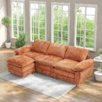 101.6" small modular sectional sofa,Living Room Comfort cloud couch sectional, Modern Dark 3-Seater cloud sofa，Modular Sofa with Ottoman，comfortable upholstered furniture. for...