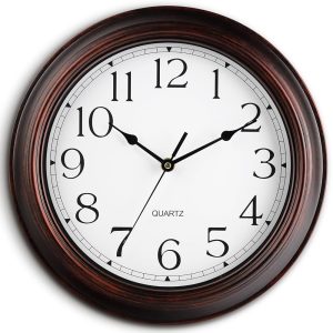 14 Inch Wall Clocks Battery Operated Silent Non-Ticking Wall Clock Vintage Retro Rustic Style Decorative for Living Room Kitchen Farmhouse (Bronze)