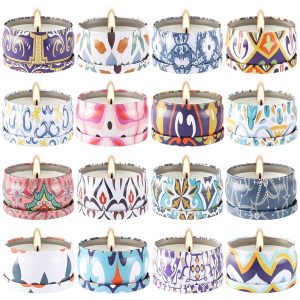 16 Pack Small Scented Candles Set-2.5 oz Aromatherapy Candle 100% Natural Soy Wax-Portable Travel Tin Candle for Woman Home Décor Birthdays Meditation