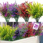 20 Bundles Fake Flowers Artificial Lavender UV Resistant Fake Plants, Artificial Flowers for Outdoors Wedding Kitchen Office Table Centerpieces Indoor Home Porch Cemetery Summer...