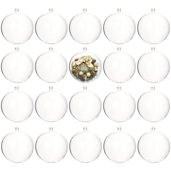 20 Pack Clear Christmas Ornaments, 3.15"/80mm Clear Plastic Fillable Ornaments Ball, DIY Christmas Ornaments for Christmas Tree, Holiday, Wedding, Party, Home Décor...