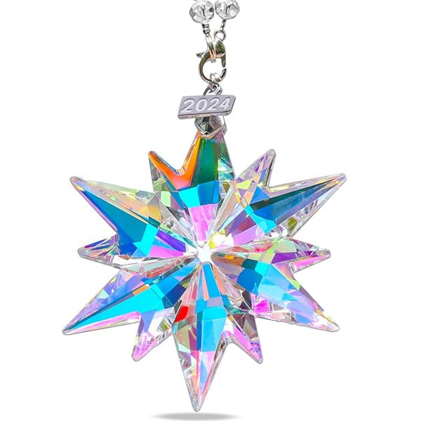 2024 Annual Christmas Ornaments Crystal Snowflake Star, Sparkly Crystal Ornaments for Christmas Tree, Beautiful Christmas Ornaments for Women Girls