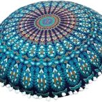 22 Inch Floor Pillows Covers Only Cushion Cover Pouf Case Seating Seat Bohemian Decorative Mandala Throw Pillows Round Ottoman Bedroom Outdoor (22” Pillow Cover Only, Without...