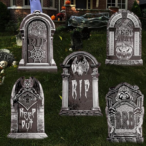 23.62inch Halloween Tombstones Large,DIY Halloween Graveyard Decorations Decor 5PCS Huge Halloween Yard Signs for Lawn Headstones for Cemetery Halloween Decorations Outside Outdoor