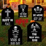 25.6inches Black Halloween Decorations Outdoor, Extra Large Halloween Tombstones Yard Signs, Scary Halloween Graveyard Plastic Outside Decor Halloween Headstone Cemetery...