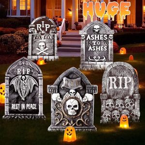 25.6inches Halloween Decorations Outdoor, DIY Halloween Decorations Outdoor of Gravestone Yard Signs, Extra Large Halloween TombstonesCemetery Headstones Scary Decorations for...