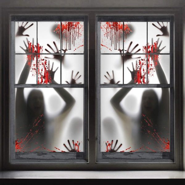 2PCS Halloween Haunted House Decoration Window Door Cover,Scary Zombie Hands Halloween Window Cling Window Poster,Creepy Garage,School Dormitory,Outdoor/Indoor,Skeleton Window...