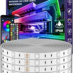 300ft Waterproof LED Strip Lights with Bluetooth App, RGB Exterior Rope Lights for Balcony, Deck, Roof, Pool - IP68, Self-Adhesive, Music Sync