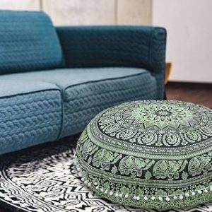 32 Inch Floor Pillow Cover Only Meditation Cushion Seating Throw Mandala Hippie Boho Round Green Star Tie Dye Elephant Pouf Case