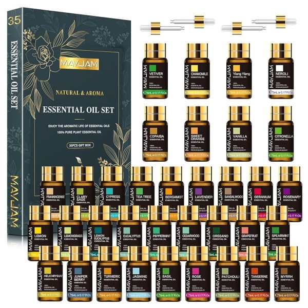 35x5ML Essential Oil Gift Set, Pure Essential Oils for Diffusers Massage, Fragrance Oil Scented Oil for DIY Soap Candle Making