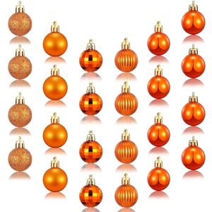 36 Pieces Christmas Ball Ornaments Plastic Hanging Christmas Ball Baubles Decoration for Tree with Hanging Loop Christmas Halloween Party Indoor Outdoor, 1.18 Inch (Bronze)