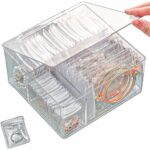 4-in-1 Acrylic Jewelry Organizers and Storage with 60 Portable Anti Tarnish Jewelry Bags, Clear Jewelry Box Organizer, Travel Jewelry Case for Earrings Rings Necklaces Bracelets...