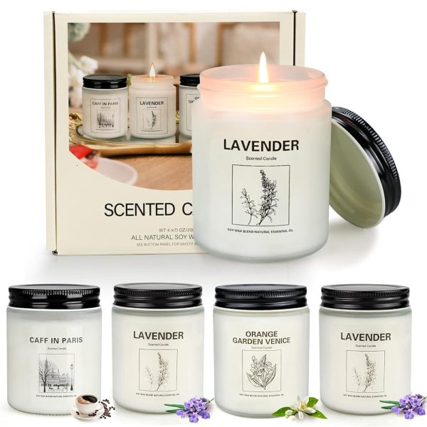 4 Pack Candles for Home Scented Lavender Aromatherapy Candles Gifts Set for Women 28 Oz 240 Hour Long Lasting Soy Candles for Home Birthday Mothers Day Valentine Thanksgiving...