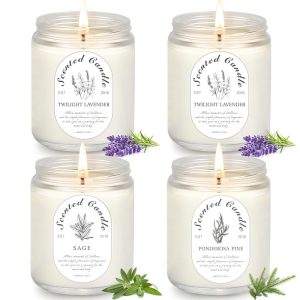 4 Pack Candles for Home Scented, Lavender Candle, Jar Candles, 28 oz 200 Hour Long Lasting Candles, Scented Candles Gift Set for Women, Perfect for Birthday Gifts…