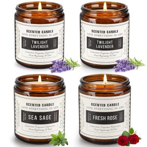 4 Pack Candles Gifts for Women, Lavender Candle Sets for Women Gifts, 28 OZ 200 Hour Long Lasting Candles, Sage Candles for Home Scented, Aromatherapy Candles Gift Set for...