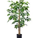 4FT Artificial Ficus Trees with Realistic Leaves and Natural Trunk, Faux Ficus Tree with Sturdy Plastic Nursery Pot, Fake Ficus Tree for Office Home Farmhouse for Indoor Outdoor...