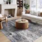 5x7 Area Rugs - Machine Washable Area Rugs 5x7 for Living Room, Soft Washable Rugs 5x7, Non-Slip Washable Area Rug, Stain Resistant Abstract Low Pile Thin washable rug 5x7