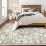 5x8 Area Rugs for Bedroom - Washable Rug 5x8 Rugs Vintage Large Carpet Non-Slip Boho Rug for Living Room Dining Room Nursery Area Rugs Print Floor Rug Cream