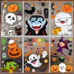 6 Sheet Halloween Window Clings Cute Halloween Window Stickers Halloween Window Decals Halloween Window Decorations for Kids Halloween Decals for Halloween Decorations Indoor