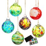 6pcs Hand-Blown Glass Ornaments Balls Glass Christmas Ball Ornaments Hanging Friendship Balls Glass Witches Balls Gazing Balls for Home Window Outdoor Garden Patio Décor