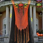 9 Ft Tall Shaking Motion Halloween Animatronic Jack Pumpkin Ghost with Creepy Sound Light Up 3 Color Changing Eye-Sound Activated Hanging Animated Outdoor Halloween Decorations...