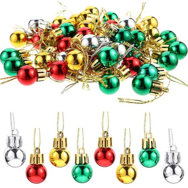 96 Pieces Christmas Balls Xmas Tree Ornaments Balls Exquisite Colorful Ball Decoration Pendant for Holiday Party Decor (Red, Gold, Silver, Green, 0.79 Inch)