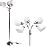 Adesso 7205-22 Multi-White Shade Floor Lamp, Adjustable Gooseneck Arms, Silver