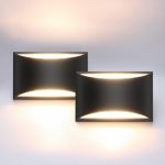 Aipsun Black Modern LED Wall Sconce Hardwired Indoor Wall Lights Set of 2 Up and Down Wall Mount Light for Living Room Bedroom Hallway Corridor Conservatory Warm White...