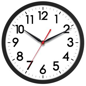 AKCISOT Wall Clock 10 Inch Silent Non-Ticking Modern Clocks Battery Operated - Analog Small Classic for Office, Home, Bathroom, Kitchen, Bedroom, School, Living Room(Black)