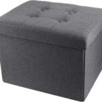 ALASDO Ottoman Storage Ottoman Footrest Stool Small Ottoman with Storage Foldable Ottoman Foot Rest Footstool Bench for Living Room 17x13x13inches Grey