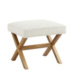 Amazon Basics Mid-Century Square Modern X Ottoman Chair, Linen, Ivory, 18"D x 20"W x 18"H (Previously Rivet brand)