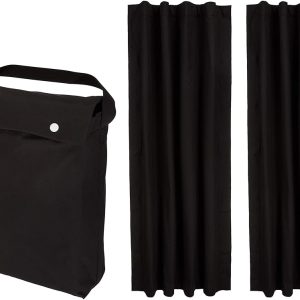 Amazon Basics Portable Window Blackout Curtain Shade with Suction Cups for Travel, 2-Pack, 78"L x 50"W, Black