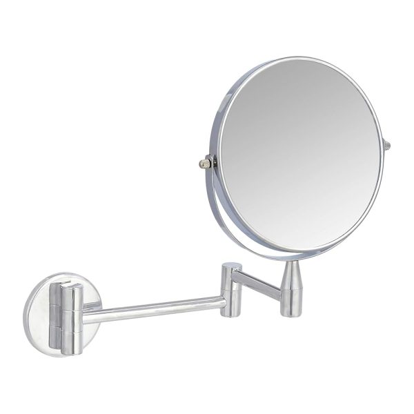 Amazon Basics Wall Mount Round Vanity Mirror, 1X/5X Magnification, Chrome, 12.8"L x 10"W