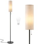 Ambimall 64'' Floor Lamp for Living Room with Bulb - Tall Lamps with Beige Lampshade & Pull Chain Switch, Pole Lamps for Bedrooms Tall, Minimalist Floor Lamp