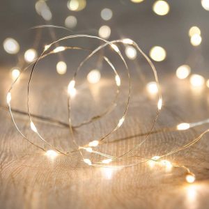 ANJAYLIA 16.5Ft 50 LED Fairy Lights Battery Operated String Lights for Party Home Wedding Festival Decoration, Warm White