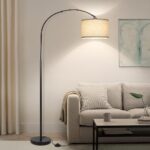 Arc Floor Lamps for Living Room, Modern Standing Lamp with Adjustable Hanging Drum Shade, Tall Pole Lamp with Foot Switch, Over Couch Arched Reading Light for Bedroom, Office...