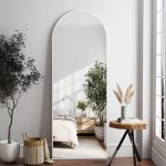 Arched White Full Length Mirror, 64"*21", Large Floor Mirror with Stand, Full Body Mirror Standing Mirror for Leaning or Hanging Bedroom, Living Room,Dressing Room, Aluminum...