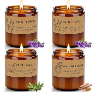 Aromatherapy Candles for Home Scented, Candle Gift Set for Stress Relief | Meditation | Yoga | SPA | Relaxing, Amber Jar Candles for Women, Birthday, Valentine, Anniversary, 7.1...