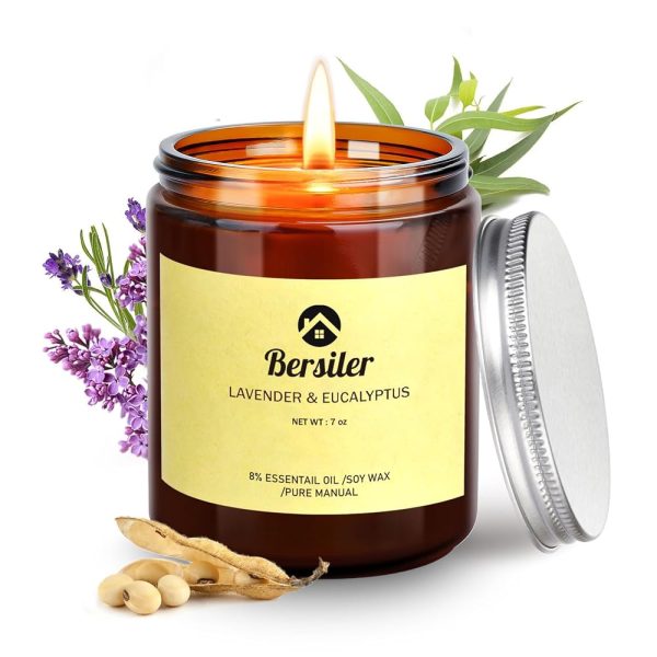 Aromatherapy Candles, Scented Candles, 7OZ Lavender Eucalyptus Candles Stress Relief and Relax for Home & Bedroom Gift for Women Birthday Christmas, Soy Wax Candle