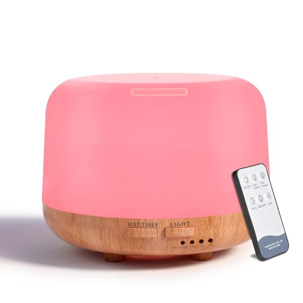 Aromatherapy Essential Oil Home Diffuser with Remote Control, 300ML Large Room Cool Mist Air Humidifier, 8 Hours Quiet Operation, Timer, 7 Colors LED Night Night，Suitable...