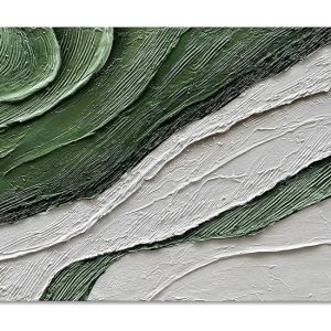 Art Hand-Painted Green Texture Oil Painting Modern Abstract Canvas Art Home Wall Decoration 24x48 inches