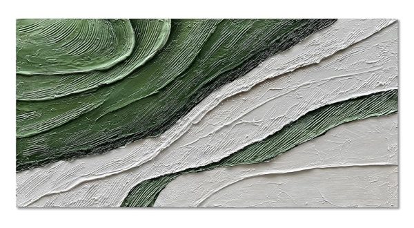 Art Hand-Painted Green Texture Oil Painting Modern Abstract Canvas Art Home Wall Decoration 24x48 inches