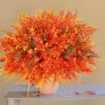 Artificial Flowers for Outdoor,16pcs Orange Autumn Artificial Flowers,Artificial Fall Flowers for Outdoors Fake Faux Plastic Plants for Home Garden Outside Porch Decor (B...