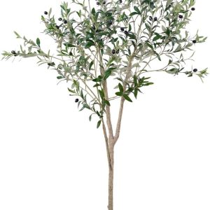 Artificial Olive Tree, 6FT Tall Faux Silk Plant Artificial Tree in Potted Oliver Branch Leaves and Fruits for Modern Home Decor Indoor