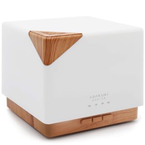 ASAKUKI 700 ml Premium Essential Oil Diffuser, 5 in 1 Ultrasonic Aromatherapy Fragrant Oil Vaporizer Humidifier, Timer and Auto-Off Safety Switch, 7 LED Light Colors