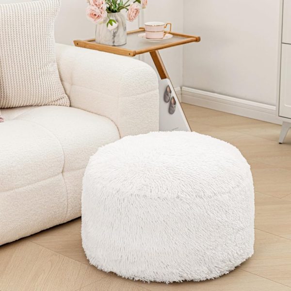 Asuprui Round Pouf Ottoman Stuffed Pouf Ottoman Foot Rest Floor Foot Stool Floor Pouf for Living Room Bedroom Foot Rest for Couch 20 Inx12 in Ottoman Foot Rest with Filler...