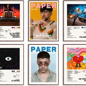 Bad Bunny Music Album Cover Poster Print Canvas Wall Art Limited Signed Un Verano SinTi Poster Room Aesthetic Set of 6 Dorm Decor 8x10 inch Unframed