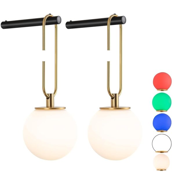 Battery Operated Wall Sconces Set of 2,Dimmable Wall Sconce Battery Powered with Remote Control,Indoor Not Hardwired Wall Lamp for Bedroom, Mid-Century Modern Wall Light