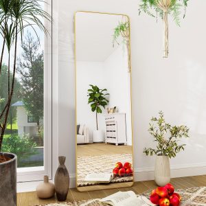 BEAUTYPEAK Mirror Full Length, 59"x16" Floor Mirror,Rounded Corner Full Body for Bedroom Mirror Standing,Leaning or Hanging, Standing Metal Framed Mirror for Living Room...